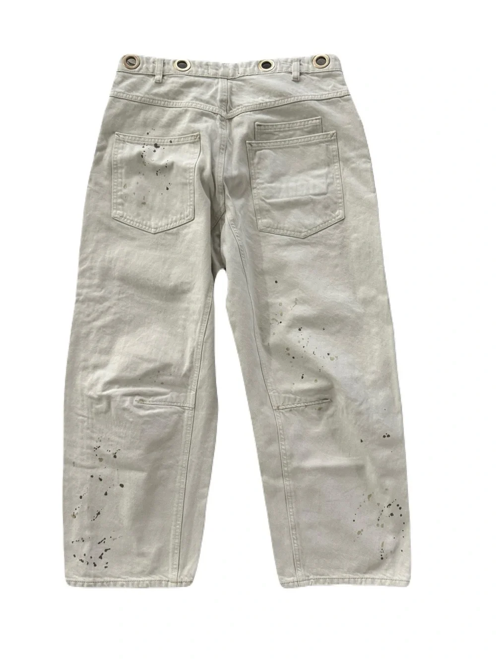 Women's Free People Cream Denim We The Free Moxie Pull-On Barrel Jeans Size 29